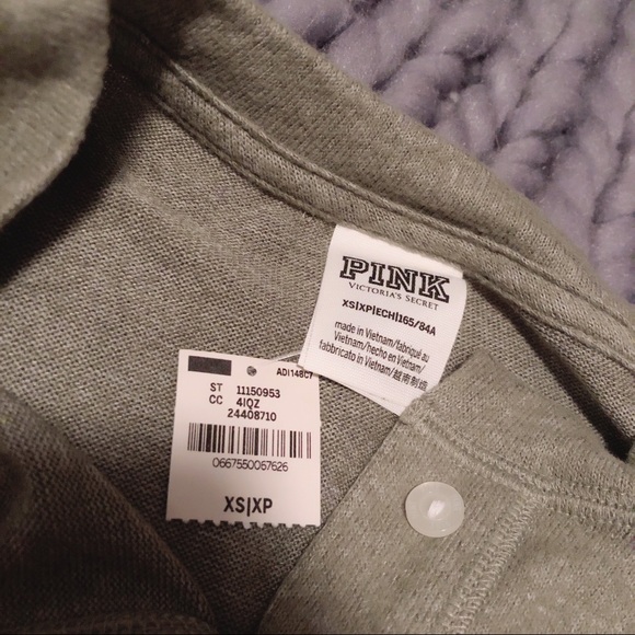 SOLD: VS PINK Olive Henley Long Sleeve - Picture 4 of 4